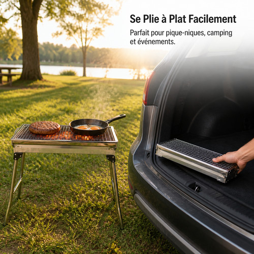Gril charbon pliable portable - pliable,