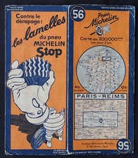 Carte MICHELIN 56 PARIS REIMS 1936 Guide Bibendum pneu tyre map