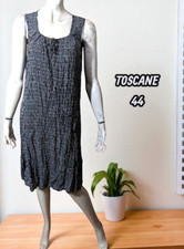 Toscane Taille 44  Superbe robe sans manches noire pois gris