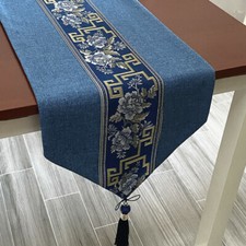 Chemin de Table Style Chinois Jacquard Nappe Floral Gland Mariage Fête Maison