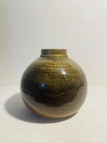 Vase grès émaillé signé - grès,