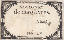 5 Livres - 10 Brumaire An II (31.10.1793) - Sign. Troupé - Série 14726