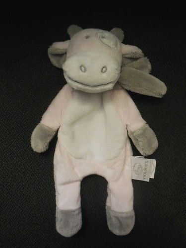 Doudou plat vache rose gris - plat,