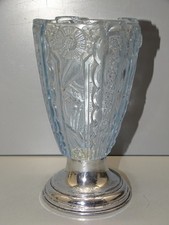-VASE ART DECO VERRE BLEU