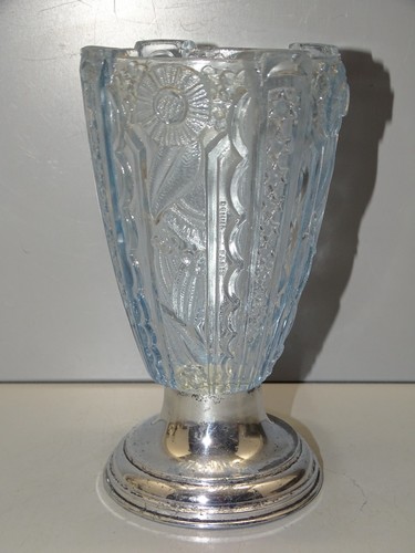 Vase art deco verre bleu - -vase,