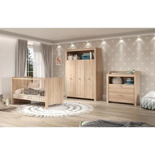 Chambre bébé Trio  Lit 70 x 140 cm  Commode à langer  Armoire  Chêne