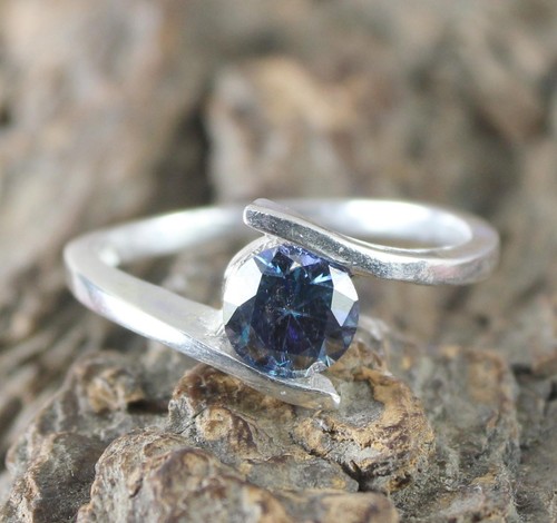 Bague solitaire diamant - bague, bleu