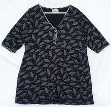 Tunique boutonnée noire imprimée florale Gudrun Sjoden taille XL