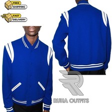 Unisex Blue Wool Varsity