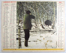 Almanach des P.T.T. 1976 Chasseur au sanglier & Retour de chasse chiens & gibier