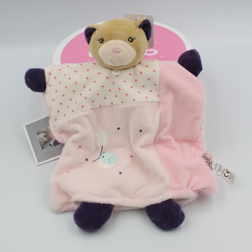 Doudou plat ours rose violet