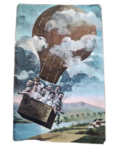 Cpa fantaisie montgolfière - cpa, et