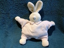 doudou semi plat lapin rose créme  avec grelot  Jollybaby TBE