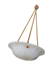 1900 Gorgeous Antique French Alabaster Pendant Chandelier Ceiling Rope Mount 14"