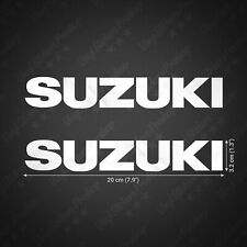 2 stickers compatibles avec SUZUKI BLANC brillant autocollant 20 cm moto custom
