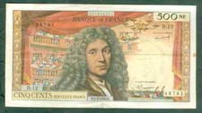 RARE BILLET DE 500NF MOLIÈRE