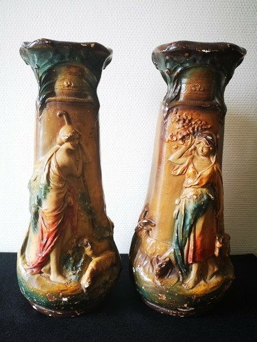 Paire vases plâtre - vases,