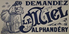 "MIEL ALPHANDERY" Affichette d'intérieur originale entoilée Typo-litho années 20