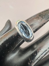 Bague Argent- Poinconnée 925 -Taille 52,5 Fr. Vintage, Aigue -marine - Design