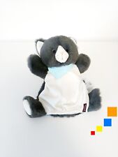 Doudou Plat/Marionnette Chamallow Chat Gris Blanc Bandana Bleu Les Amis - Kaloo