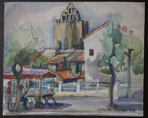 Aquarelle place de marche - place,