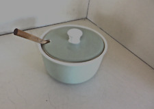 ANCIEN CONFITURIER VILLEROY & BOCH VERT AMANDE ET BLANC AVEC CUILLERE BOIS