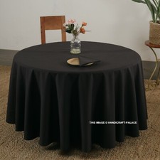 Rond Nappe Noir Solide Coton Uni Lavable Table Tissu Housse & Serviette