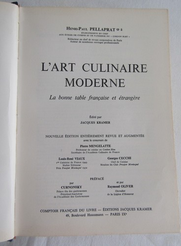 Art culinaire moderne 1960 - culinaire,