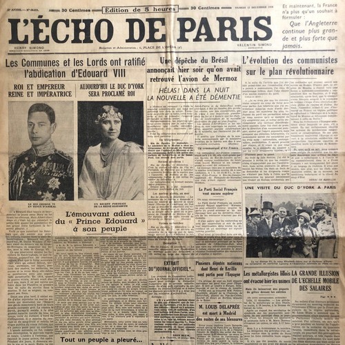 Journal echo paris - l'echo,