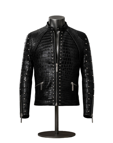Blouson motard homme - noir, en
