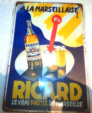 Plaque Métal Tôlée Vintage 20X30 APERITIF RICARD A LA MARSEILLAISE  Neuf  Grih