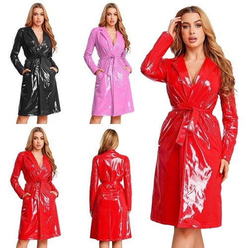 Women coats patent leather wet - patent,