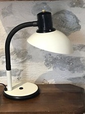 Lampe de bureau blanche, socle métallique