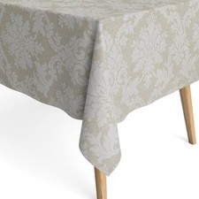 Nappe En Coton Enduit BURY LINO Beige Avec Ornements Carrée Ronde Ovale