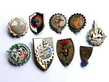 Lot insignes militaires France matériel train DRAGO DELSART anciens badges