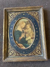 Tableau ancien moyen age renaissance femme 2 enfants