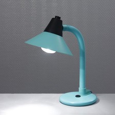 Lampe de bureau flexible vintage Aluminor France design 1980s turquoise
