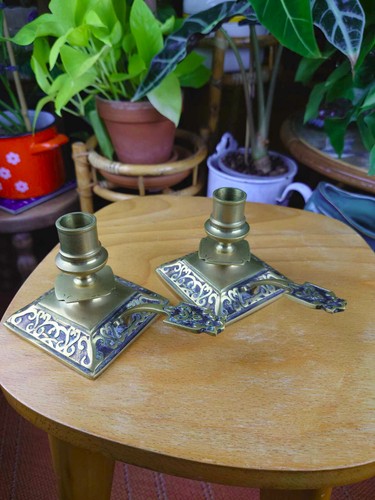Lot bougeoirs vintage bronze - lot,