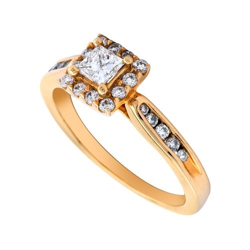 14k jaune diamant princesse - or,