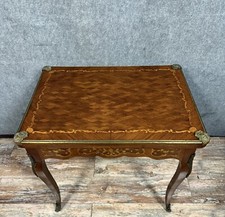 Table de jeu style Louis XV en marquéterie a décors géométriques vers 1850