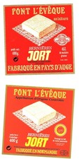 Etiquette de fromages ; 2 PONT L'EVEQUE DE NORMANDIE
