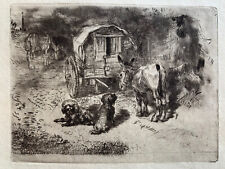 Félix Buhot Gravure Eau Forte Etching Les Gardiens Du Logis Saltimbanques Japon