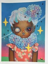 HIKARI SHIMODA estampe signée FLOWER CHILD + STICKER banksy, shepard fairey