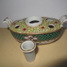 ENCRIER PORCELAINE ROUEN? XIXe MARQUE GB 15X6CM