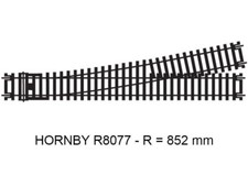 Aiguillage long tengante à gauche code 100 - HO 1/87 - HORNBY R8077