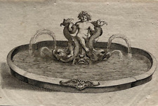 Bassin POISSONS Fontaine FRANCESCO FANELLI Gravure FONTAINES Jets Eau XVII°