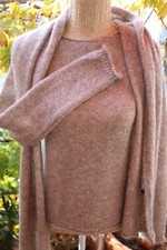 Ensemble neuf pull écharpe Caroll chiné à paillettes 14% mohair taille 36