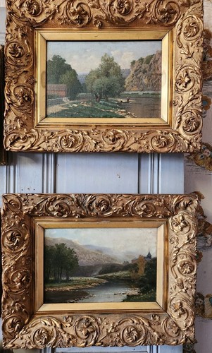 Paire tableaux huile sur - paire,