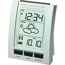 WT 293 Réveil Radio-piloté Argent/Noir