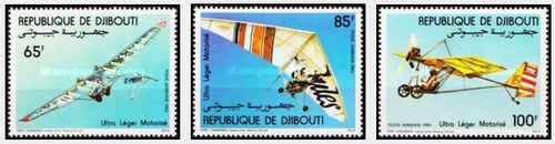 Timbres avions djibouti - avions,